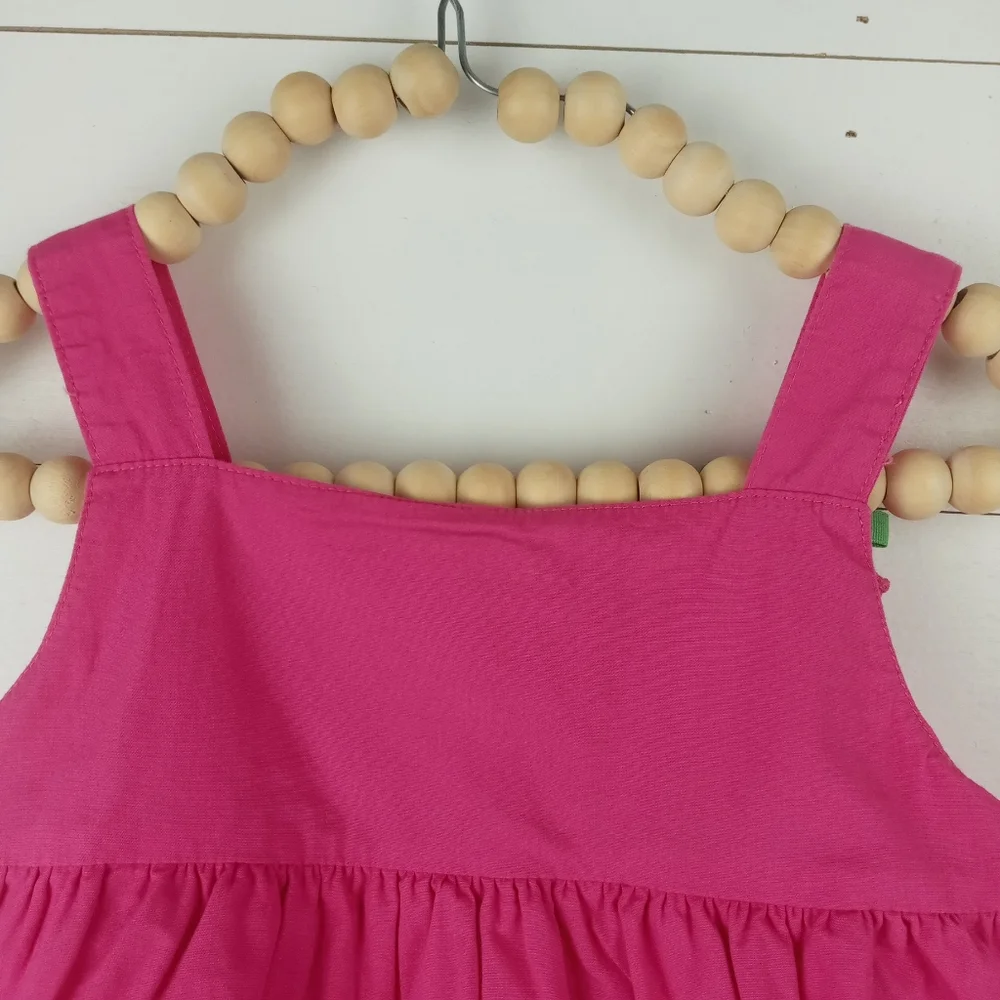 Gymboree girls size 6 bright pink tulip ribbon bow on straps blouse layered